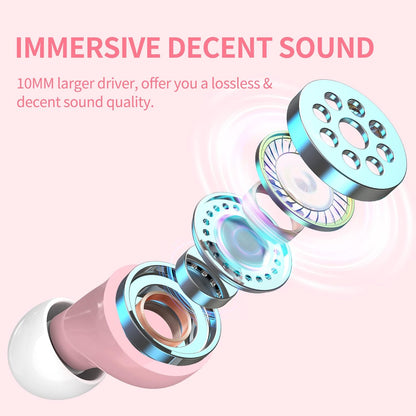 Auriculares Inalámbricos Bluetooth Rosa – 36 Horas, Impermeables IPX5