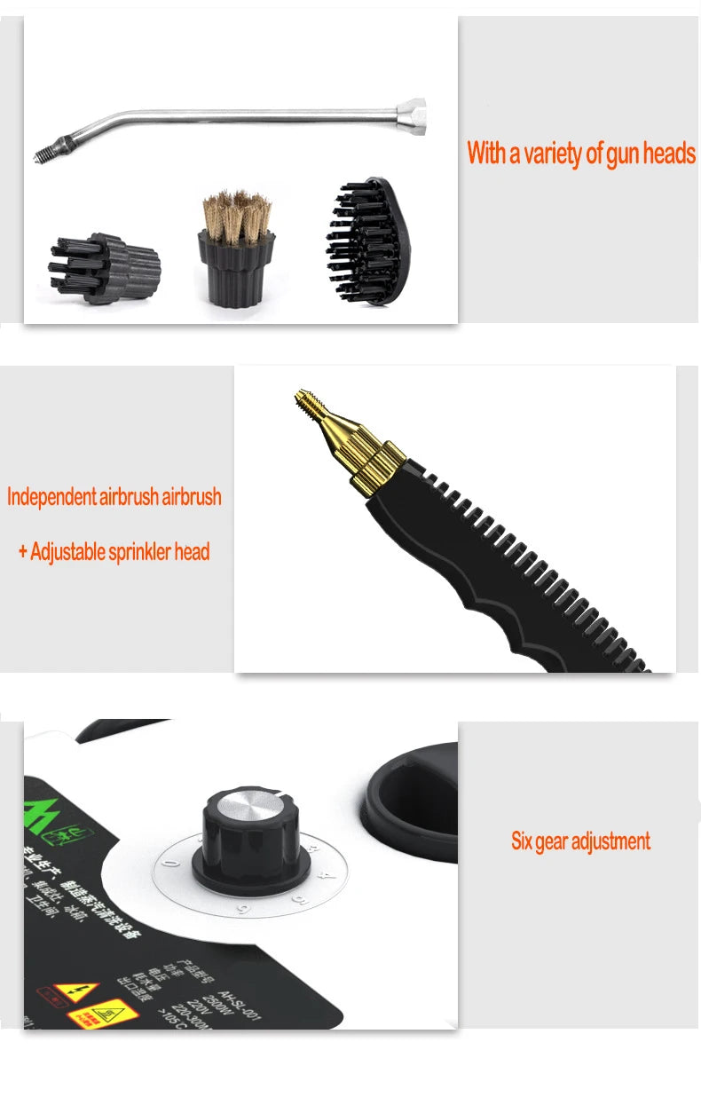 Limpiador a vapor de alta temperatura para esterilizar aire acondicionado, campana y coche — 110V (enchufe US) / 220V (enchufe EU)