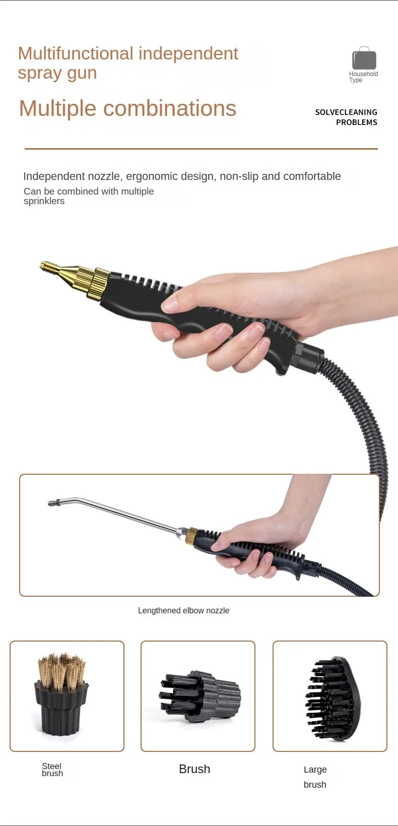 Limpiador a vapor de alta temperatura para esterilizar aire acondicionado, campana y coche — 110V (enchufe US) / 220V (enchufe EU)